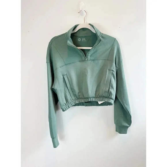 Hollister Gilly Hicks Green Cropped Quarter Zip Pullover size S - Picture 5 of 13